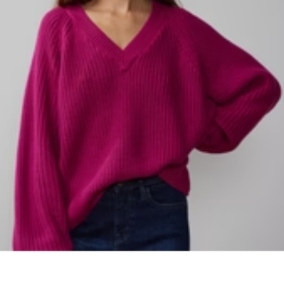 NEW WOMEN'S NEW YORK & COMPANY PURPLE PLEASURE LONG SLEEVE V-NECK SWEATER - Picture 4 of 5